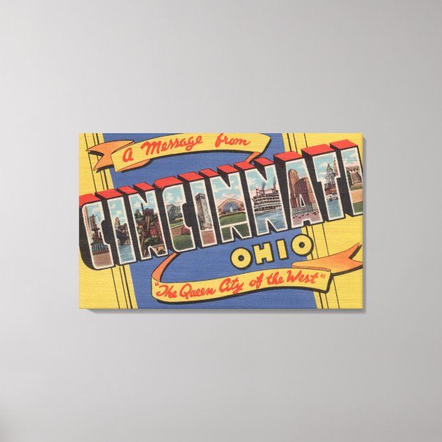 Lienzo Cincinnati, Ohio - Escenas de letras grandes 2 (Anverso)