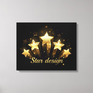 Lienzo Cinco estrellas de oro en negro