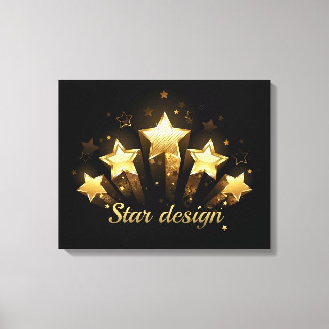 Lienzo Cinco estrellas de oro en negro (Anverso)