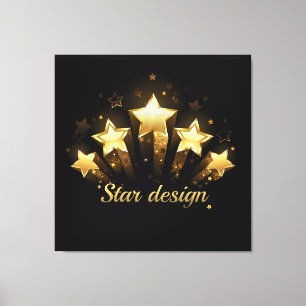Lienzo Cinco estrellas de oro en negro