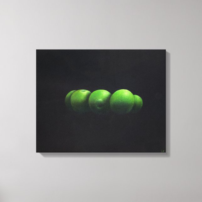 Lienzo Cinco manzanas verdes (Anverso)