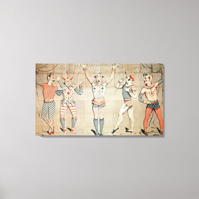 Lienzo Cinco payasos famosos en la arena (Anverso)