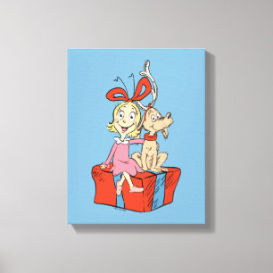 Lienzo Cindy Lou Who y Max en un regalo
