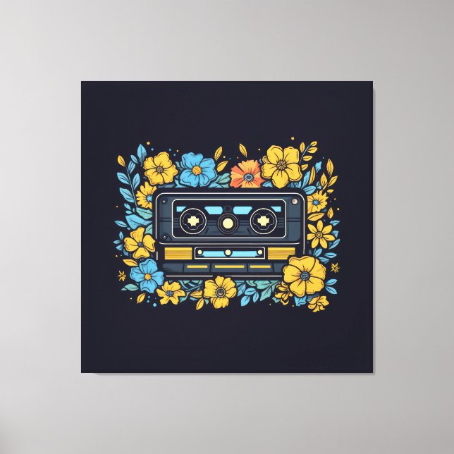 Lienzo Cinta cassette con flores (Anverso)