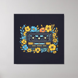 Lienzo Cinta cassette con flores