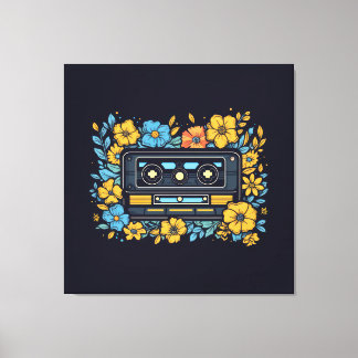 Lienzo Cinta cassette con flores
