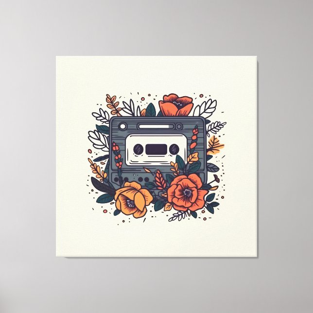 Lienzo Cinta de cassette floral (Anverso)