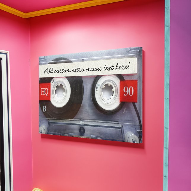 Lienzo Cinta de cassette retro divertida (1980s theme cassette tape wall art canvas room decor)