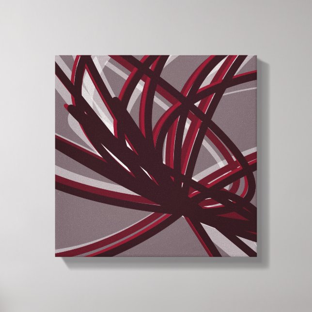 Lienzo Cintas abstractas de Borgoña y Gris | Sombras y lu (Anverso)