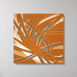 Lienzo Cintas abstractas de Naranja quemado y gris