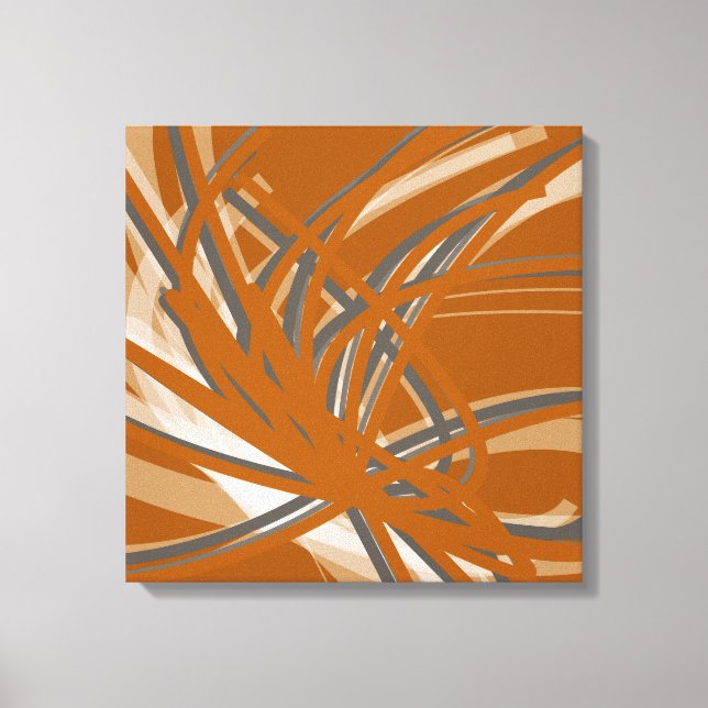 Lienzo Cintas abstractas de Naranja quemado y gris (Anverso)