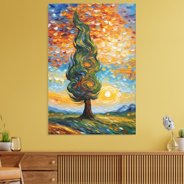 Lienzo Ciprés susurrante al atardecer (Insitu (Sala de estar))