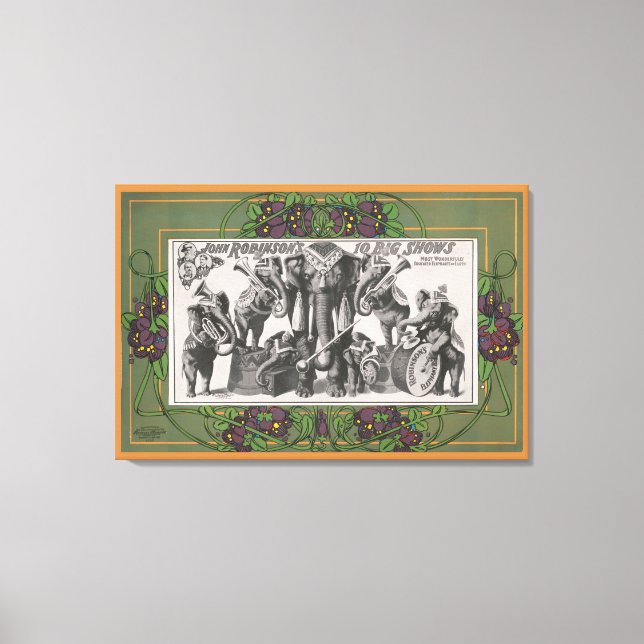 Lienzo Circo Poster De Los Elefantes Jugando Instrumentos (Anverso)