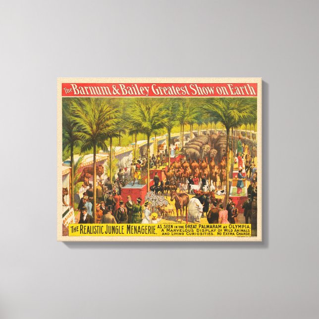 Lienzo Circo Vintage Poster De Animales Y Artistas (Anverso)