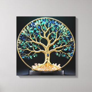 Lienzo Circular Gemstone Tree of Life