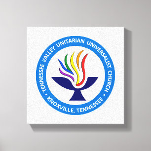 Lienzo Círculo azul medio del logotipo de cáliz TVUUC