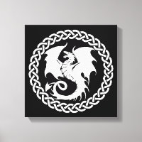 Círculo celta Dragon Blanco negro
