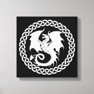 Lienzo Círculo celta Dragon Blanco negro