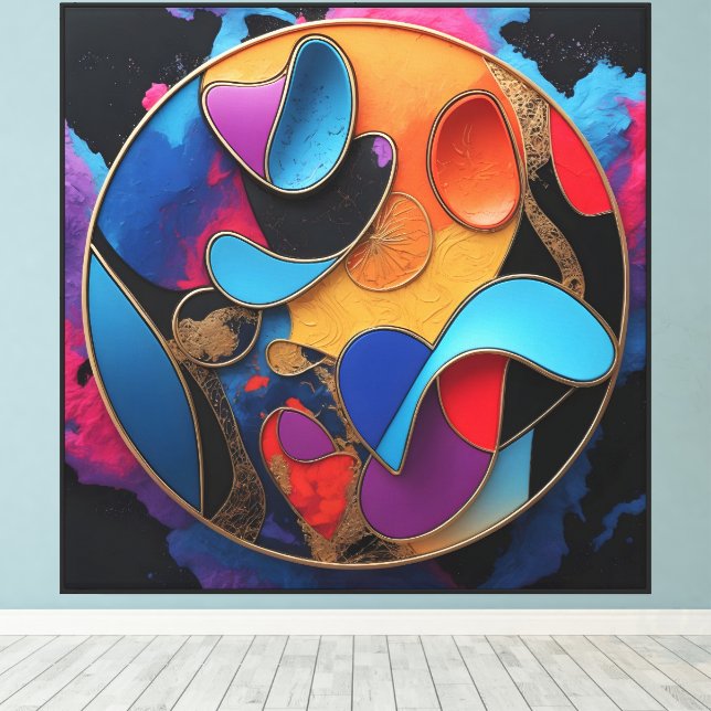 Lienzo Círculo de flujo de color (Insitu (piso de madera))