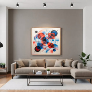Lienzo Círculos Azules Rojos Abstractos Modernos