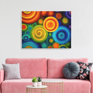Lienzo Círculos concéntricos abstractos en vibrante multi