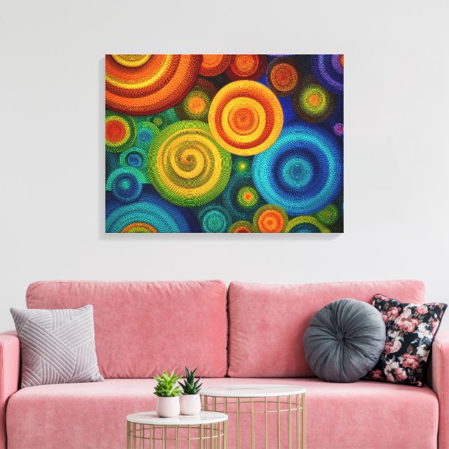 Lienzo Círculos concéntricos abstractos en vibrante multi (Insitu (Sala de estar))