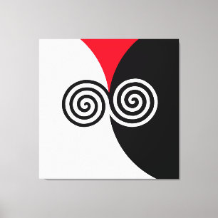 Lienzo Círculos en espiral abstractos sobre negro, rojo y