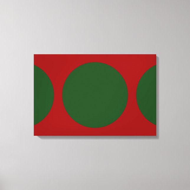 Lienzo Círculos verdes en rojo (Anverso)