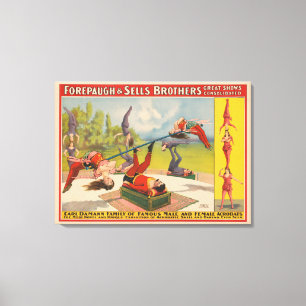 Lienzo Circus Poster Mostrando Actos Acrobáticos, Circa 1
