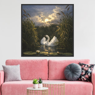 Lienzo Cisne a la luz de la luna