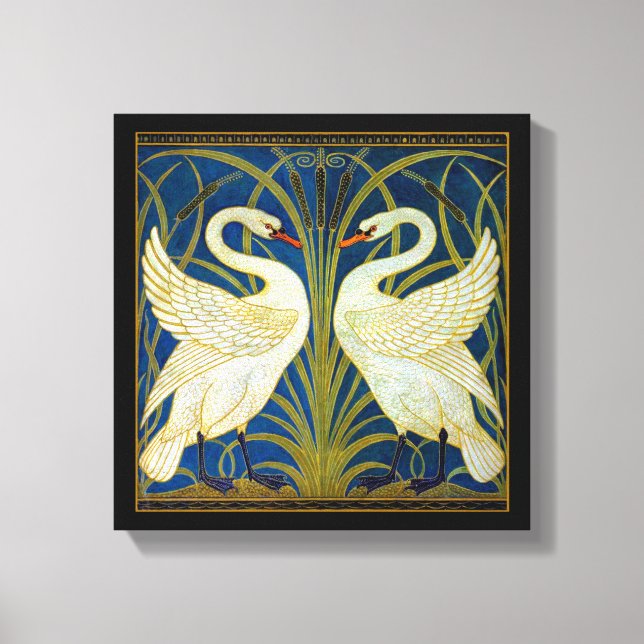 Lienzo Cisnes Art Deco (Anverso)
