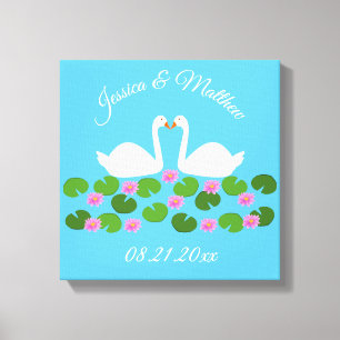 Lienzo Cisnes blancas y nenúfares Bodas Personalizado