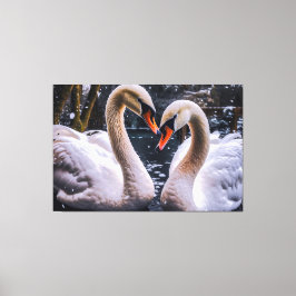 Lienzo Cisnes románticos en un país maravillosamente inve