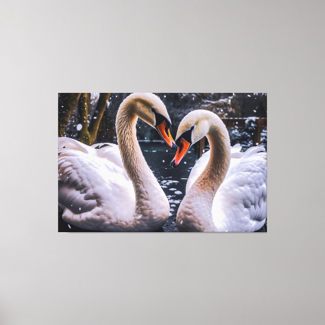 Lienzo Cisnes románticos en un país maravillosamente inve (Anverso)