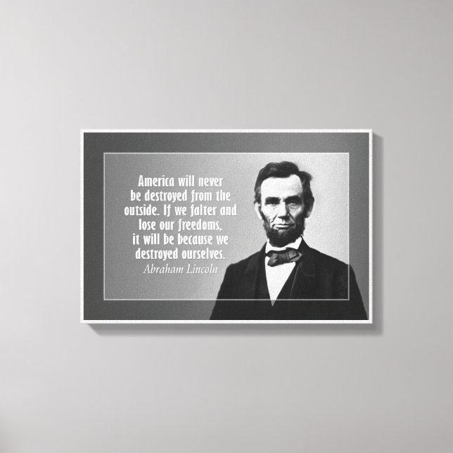 Lienzo Cita de Abraham Lincoln sobre América (Anverso)