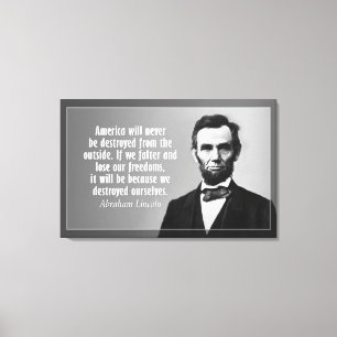 Lienzo Cita de Abraham Lincoln sobre Estados Unidos