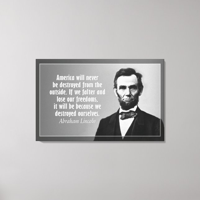 Lienzo Cita de Abraham Lincoln sobre Estados Unidos (Anverso)