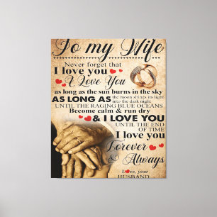 Lienzo Cita De Amor Para Esposa   Regalo de familia Cute