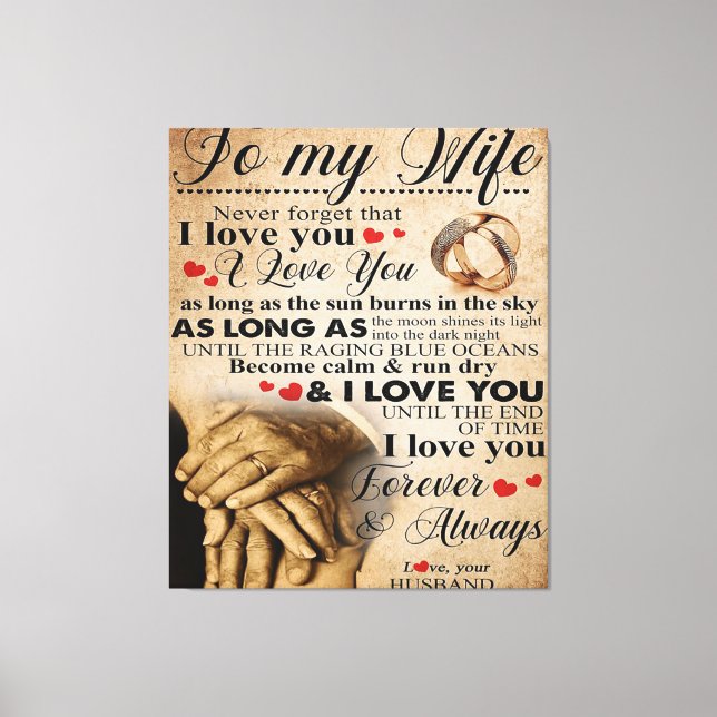 Lienzo Cita De Amor Para Esposa | Regalo de familia Cute (Anverso)