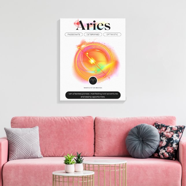 Lienzo Cita de ARIES de Rótulo Zodiaco moderno | Fuego de (Insitu (Sala de estar))