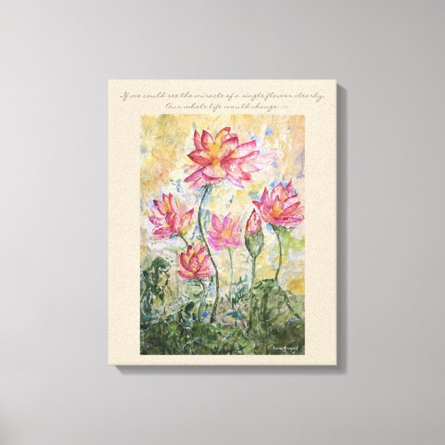 Lienzo Cita de Buda Lotus Watercolor Canvas Wall Art (Anverso)
