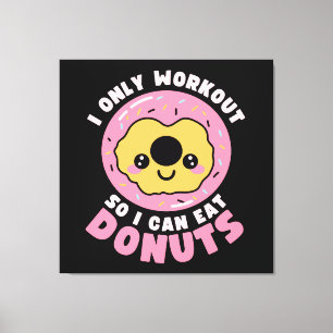 Lienzo Cita de entrenamiento divertida de Kawaii Donuts