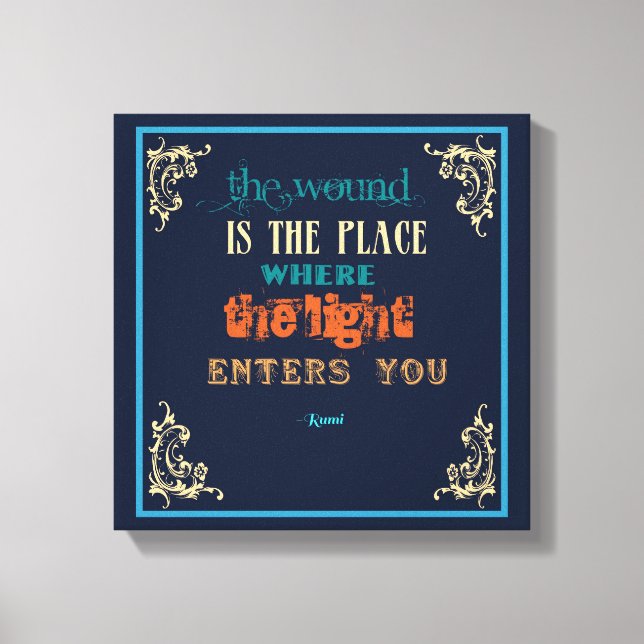 Lienzo Cita de la tipografía Rumi - La herida (Anverso)