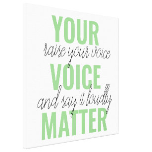 Lienzo Cita de motivación positiva de verde para tu voz