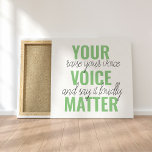 Lienzo Cita de motivación positiva de verde para tu voz<br><div class="desc">Cita de motivación positiva de verde para tu voz</div>