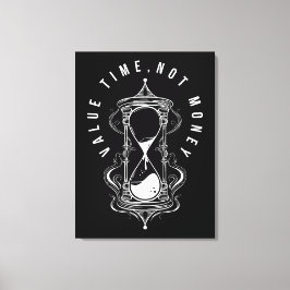 Lienzo Cita de reloj de arena de hora Valor no dinero