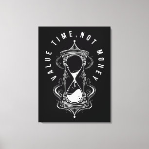 Lienzo Cita de reloj de arena de hora Valor no dinero