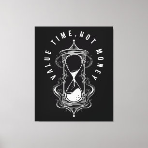 Lienzo Cita de reloj de arena de hora Valor no dinero
