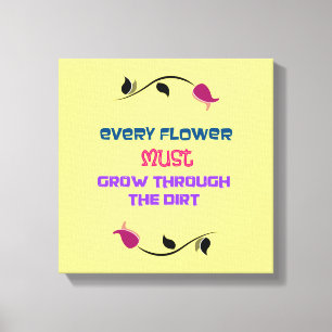 Lienzo Cita de tipografía Inspiradora con dibujo de flor