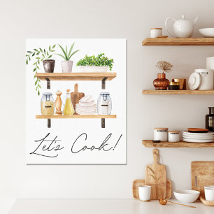 Lienzo Cita de utensilios de cocina y plantas de interior